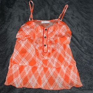 Orange and white plaid cropped tank